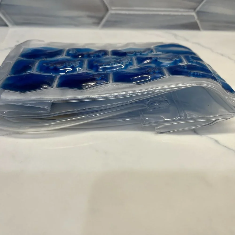 Freeze Beverage Tote / Ice Bucket To-Go / Wine Chill Bag / Clear & Blue - NWT